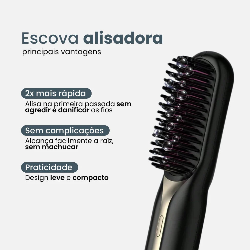 Cepillo Alisador Portátil | Liso 2x Más Rápido con Tecnología de Protección
