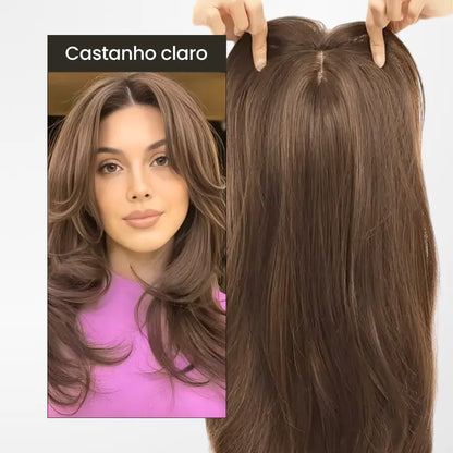 Top Closure - Tope de Cabello Natural con Flequillo 45cm | Para Alopecia y Fallas
