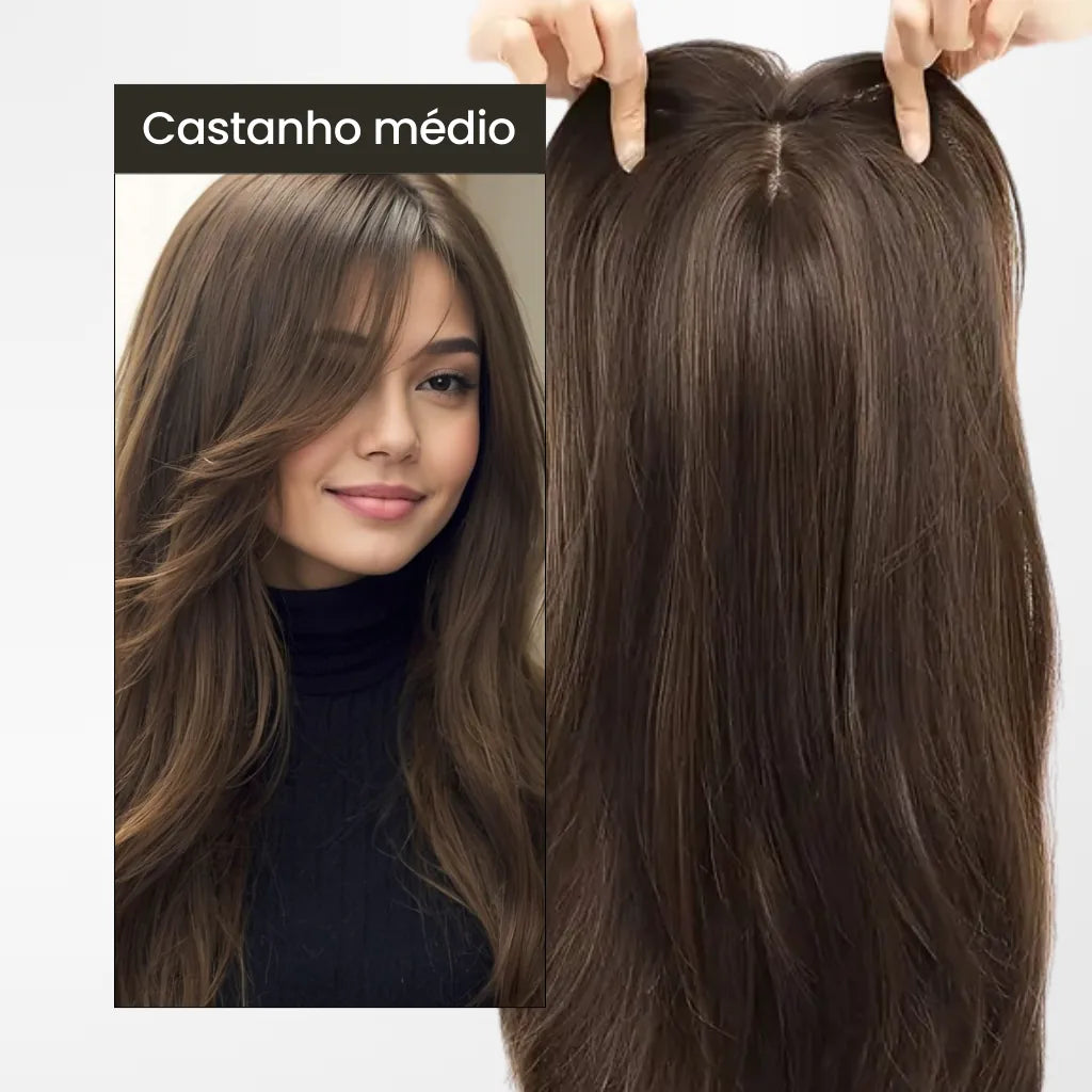 Top Closure - Tope de Cabello Natural con Flequillo 45cm | Para Alopecia y Fallas