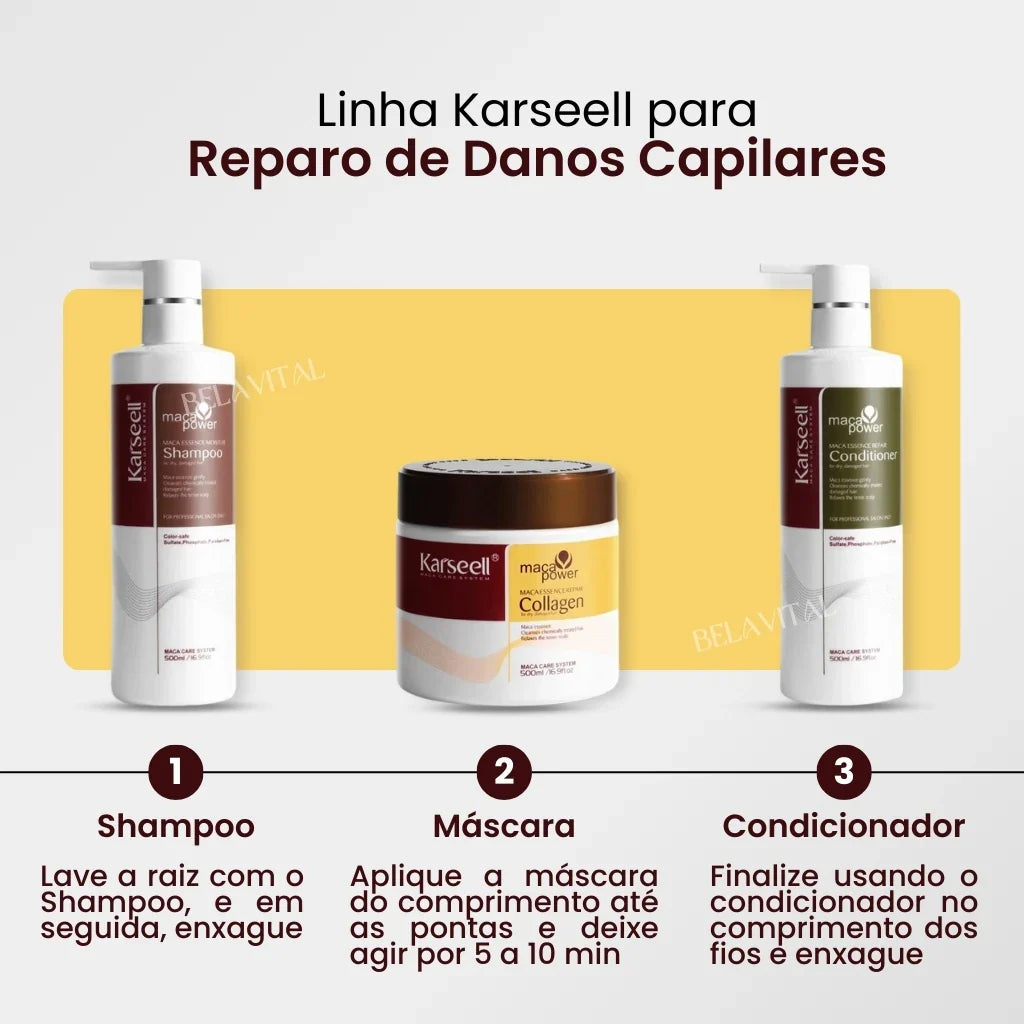 Kit Karseell Completo: Shampoo, Acondicionador y Máscara